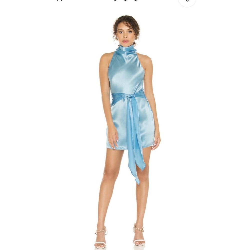 Amanda Uprichard Sandrine Dress Pacific Silk Blue Party Cocktail XS NWOT $273